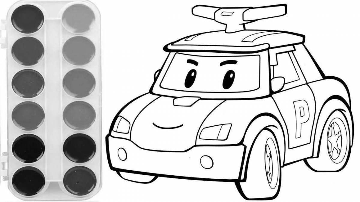 Brave cartoon car coloring book