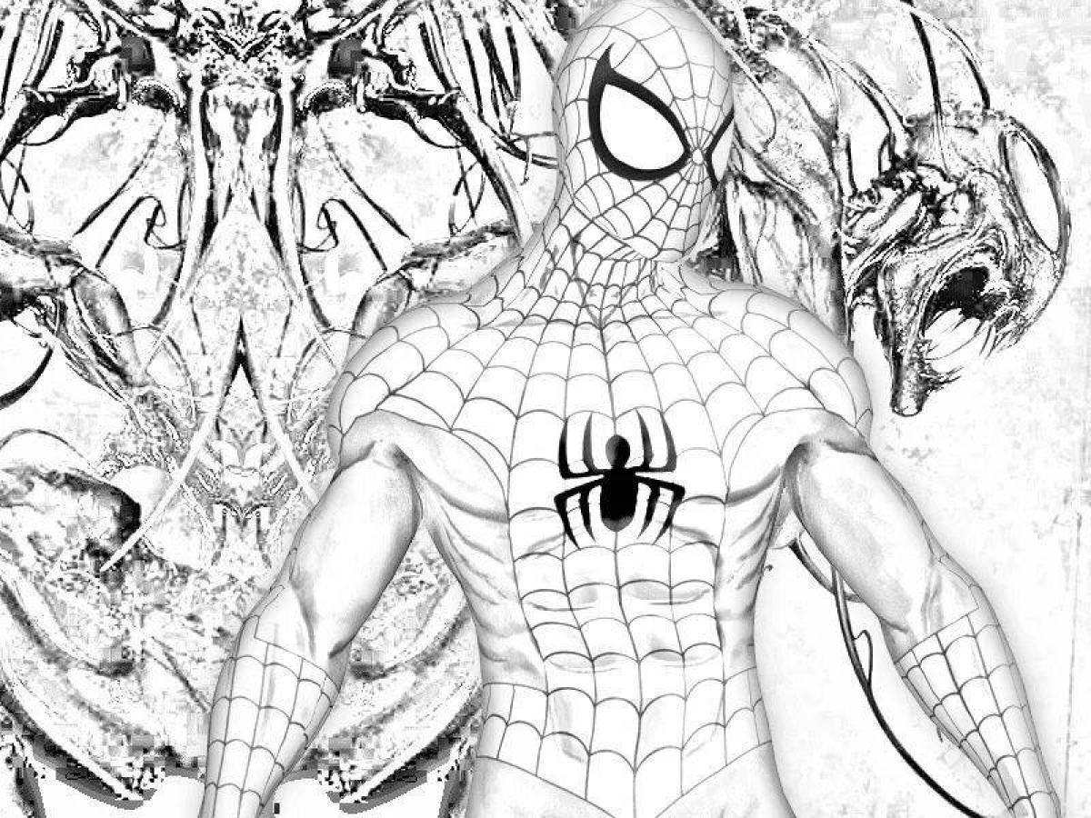 Фото Поразительная резня и страница раскраски человека-паука