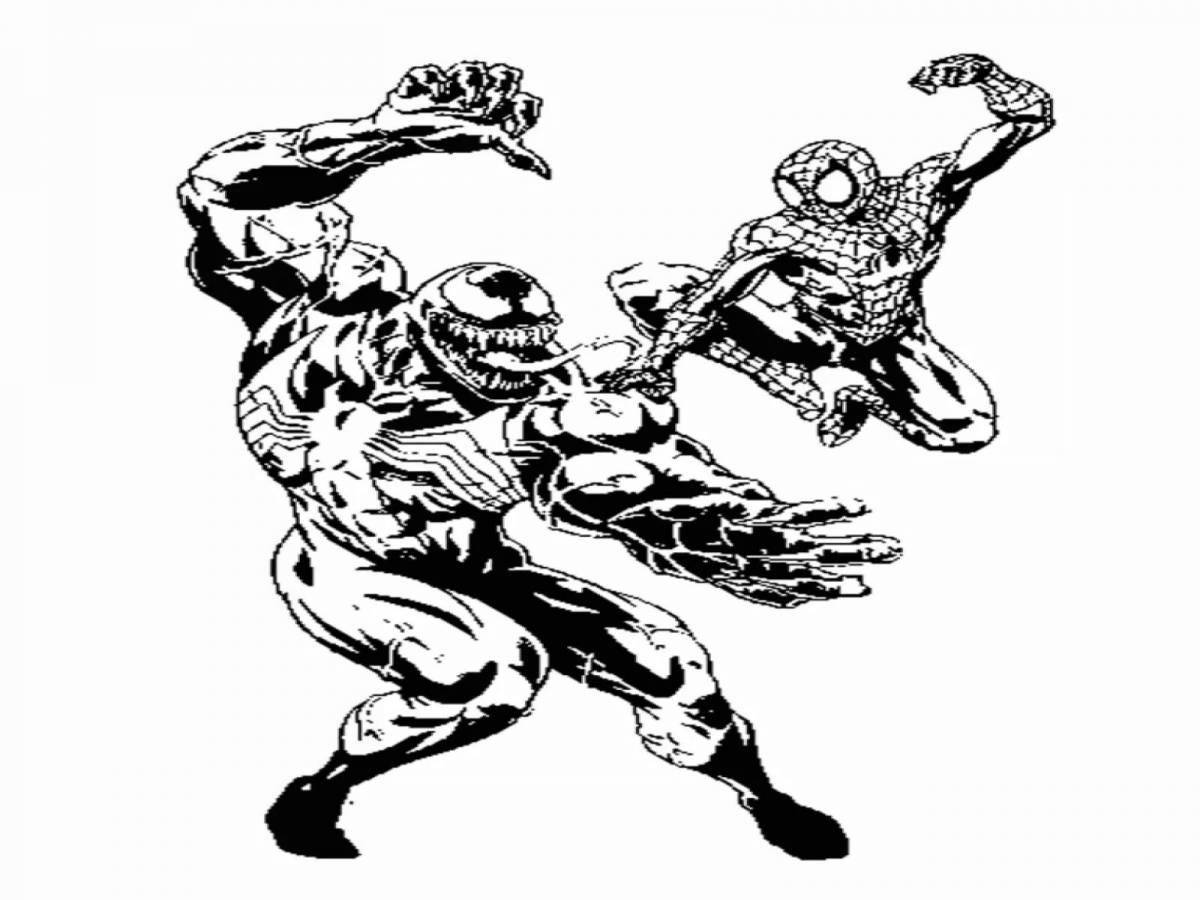 Раскраска человек паук против Венома