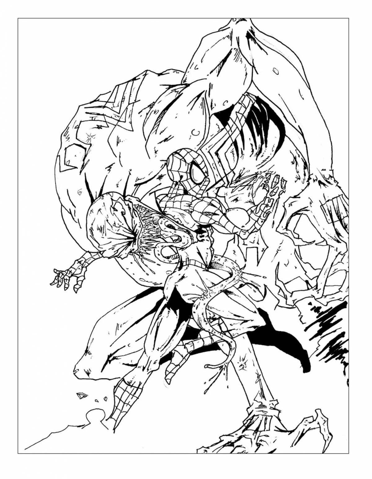 Exciting carnage and spider-man coloring page