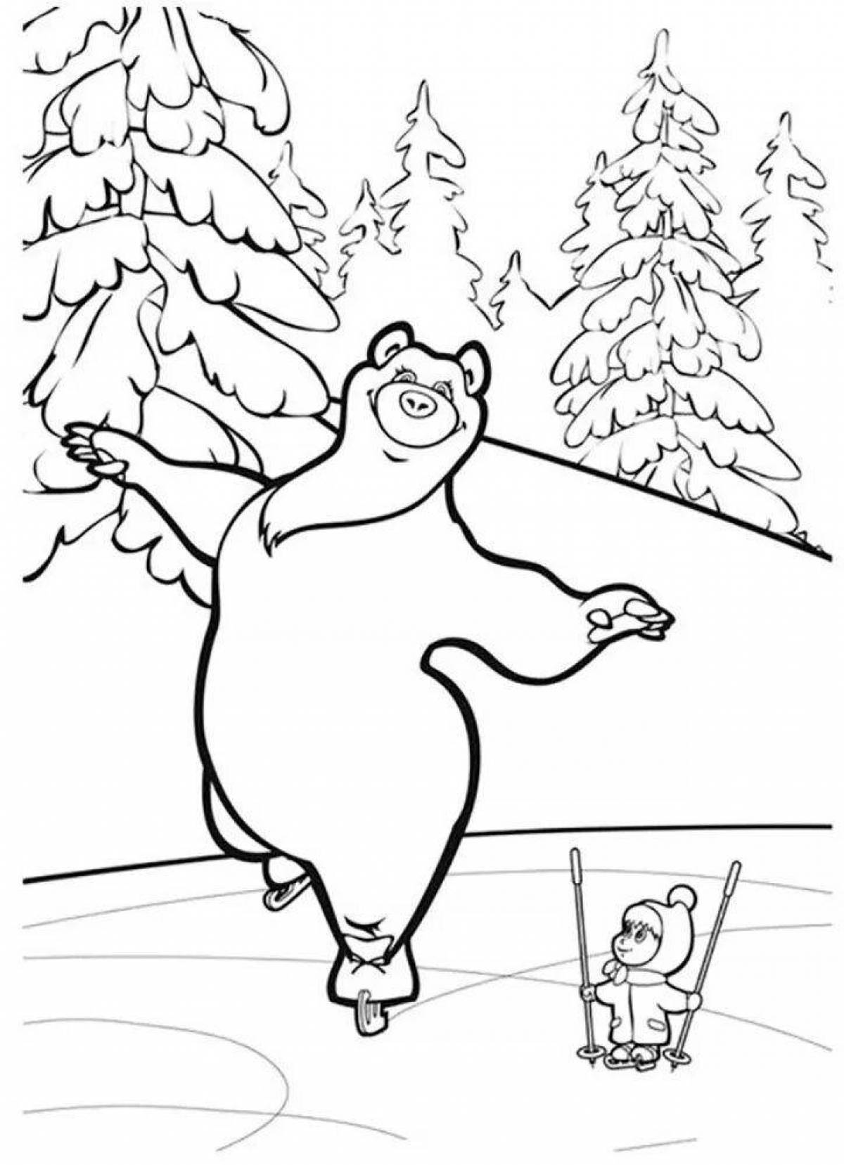 Фото Живая маша и медведь новый год раскраска