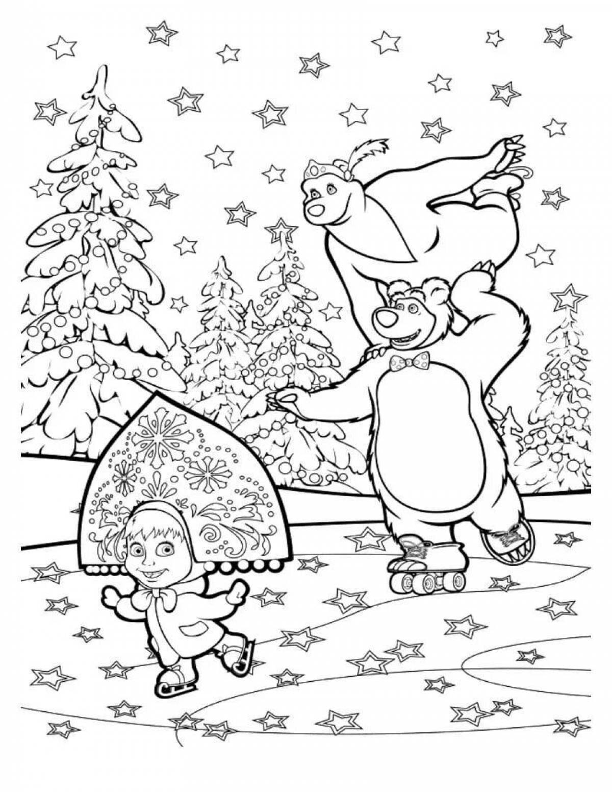 Colour-obsessed Masha and the Bear Christmas coloring book