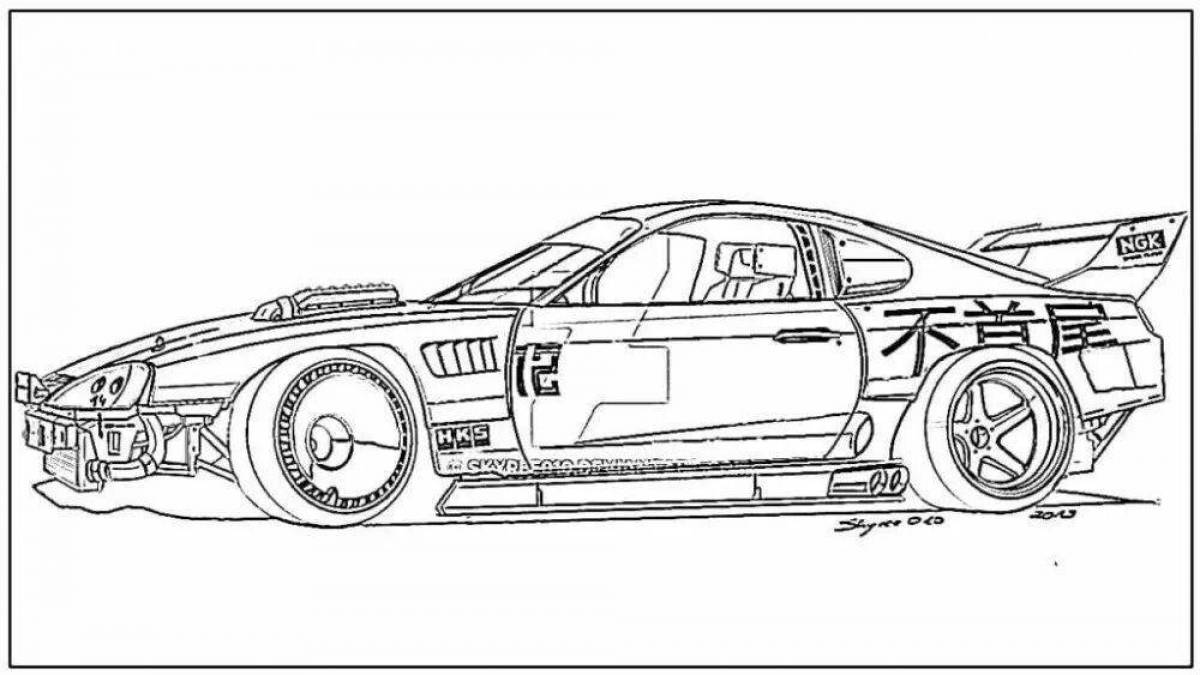 Раскраска Яркая раскраска toyota supra из afterburner