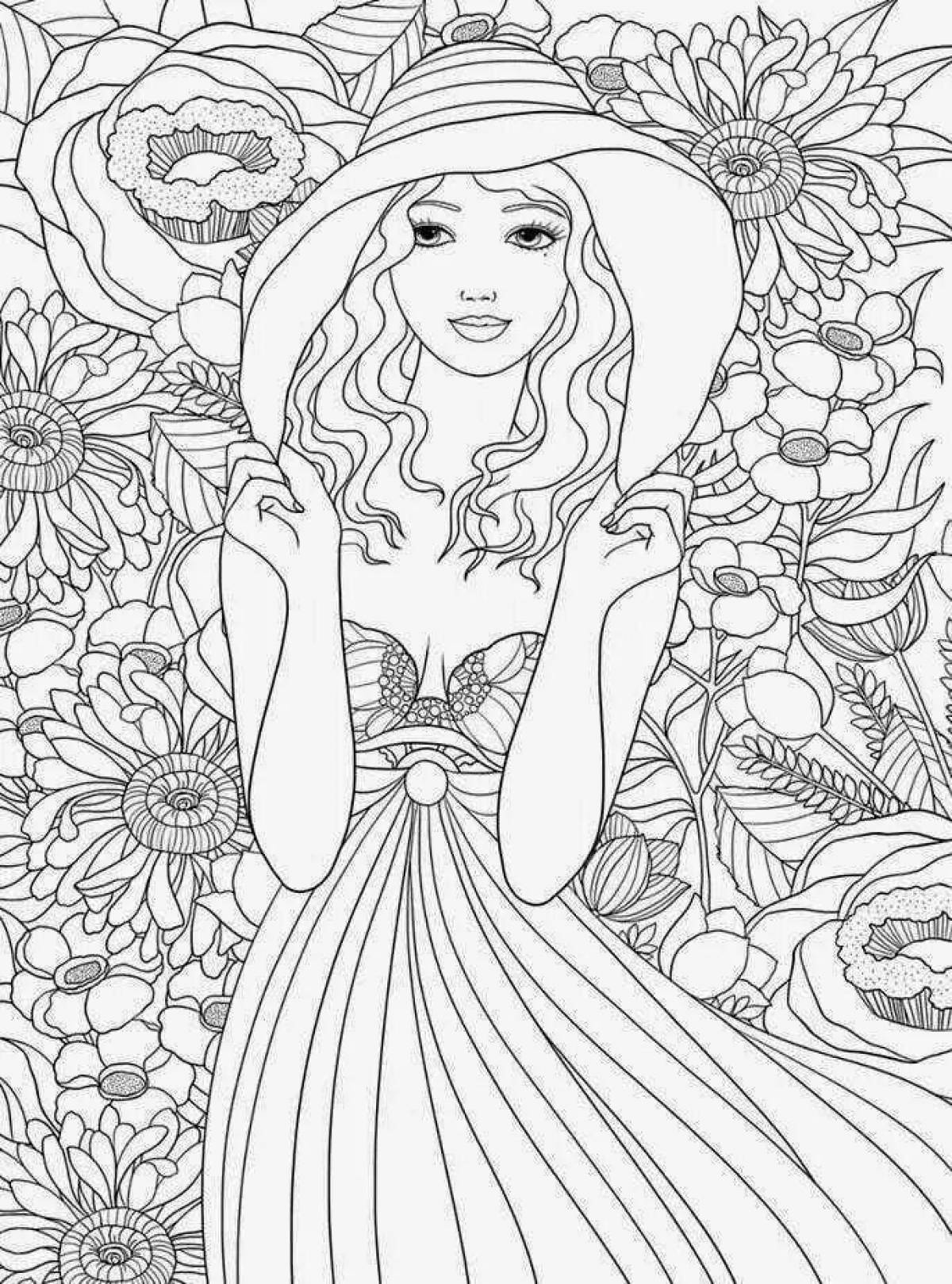 Sublime coloring page for girls girls beautiful