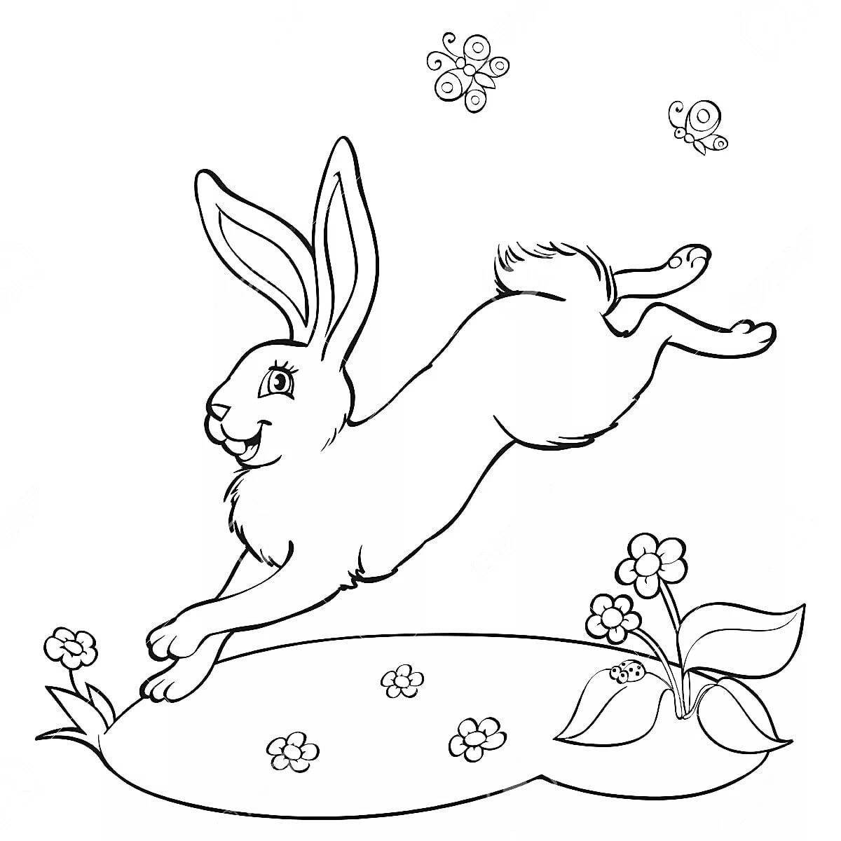 Фото Увлекательная раскраска для детей заяц зимой