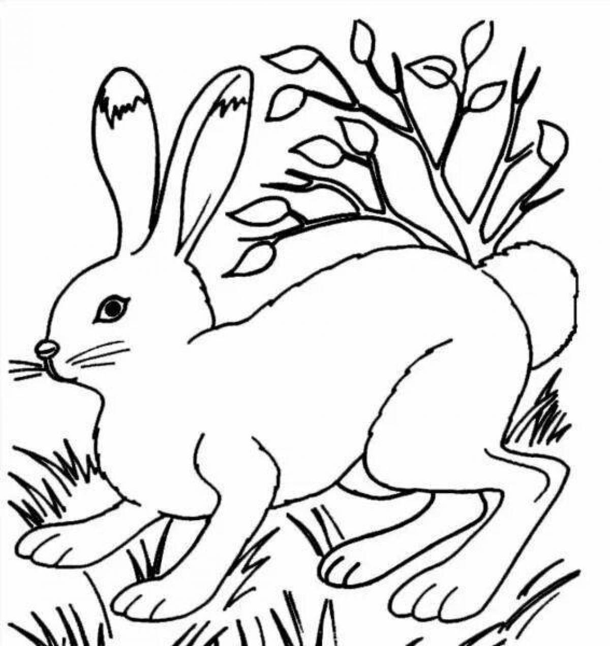 Фото Большая раскраска для детей заяц зимой
