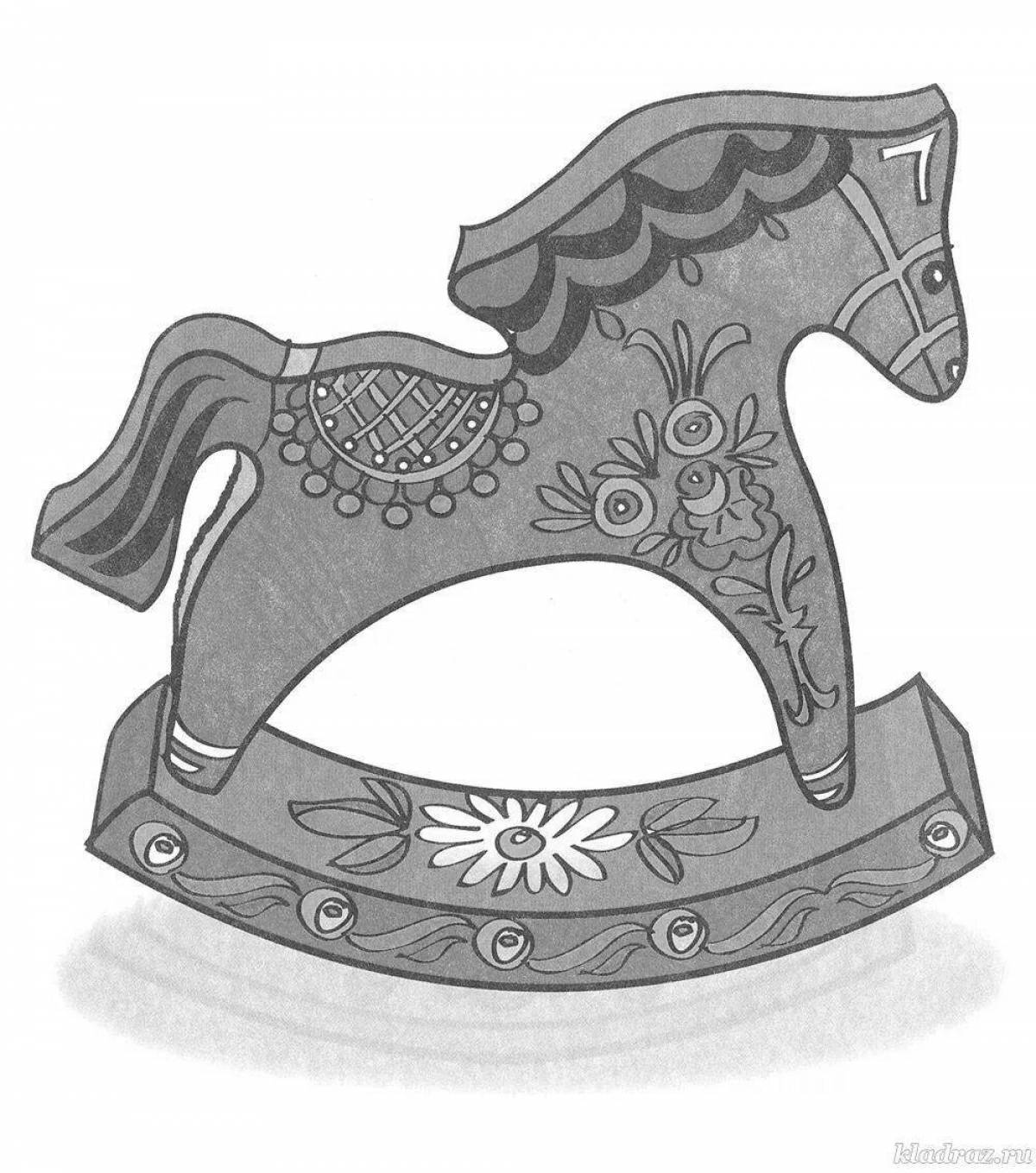 Animated Gorodets horse coloring page