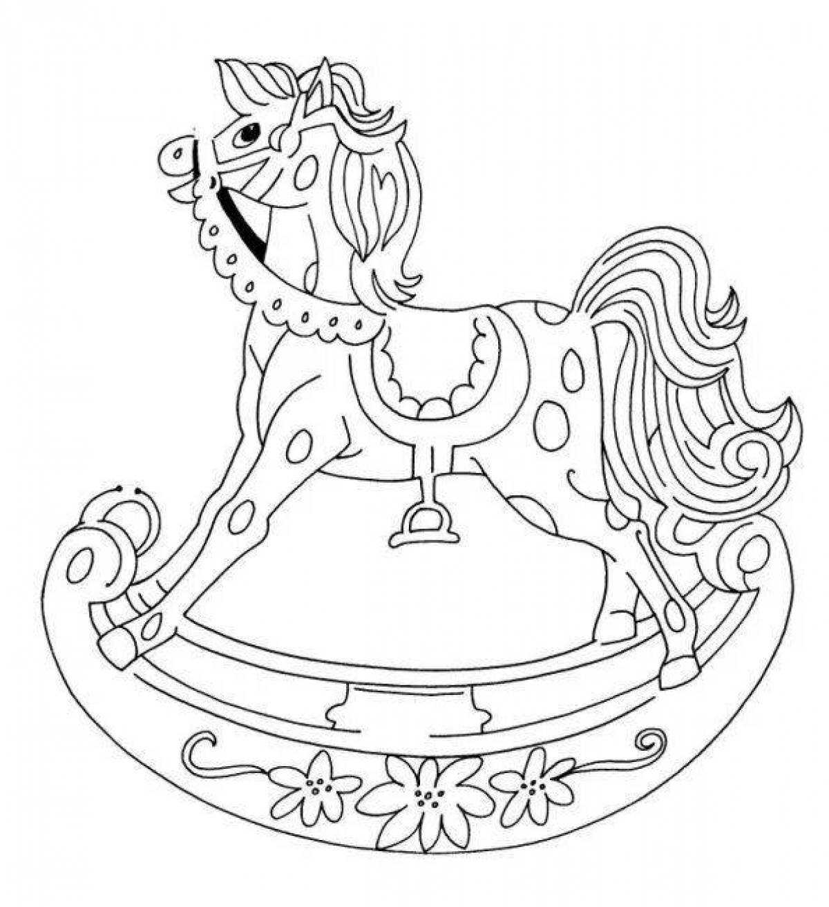 Coloring book bright Gorodets horse