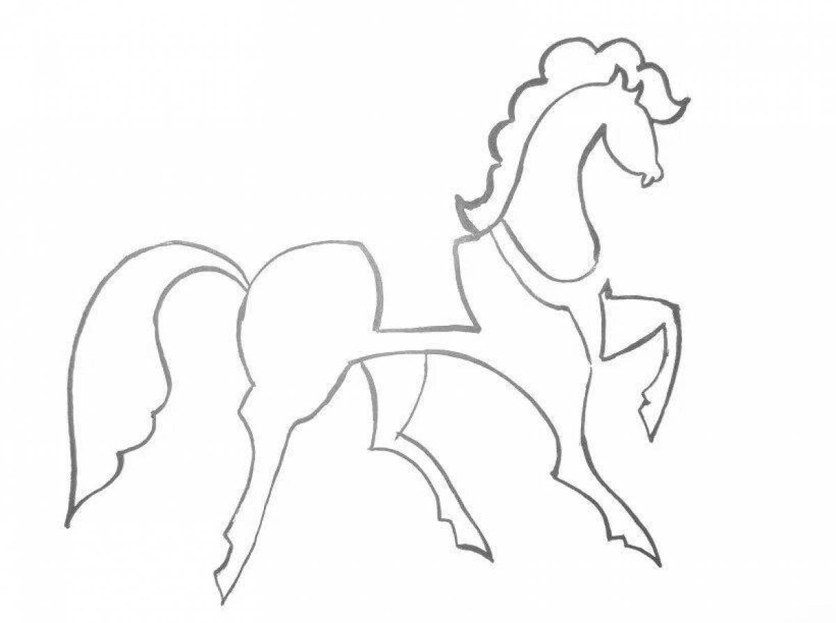 Coloring page for the sensational Gorodets horse