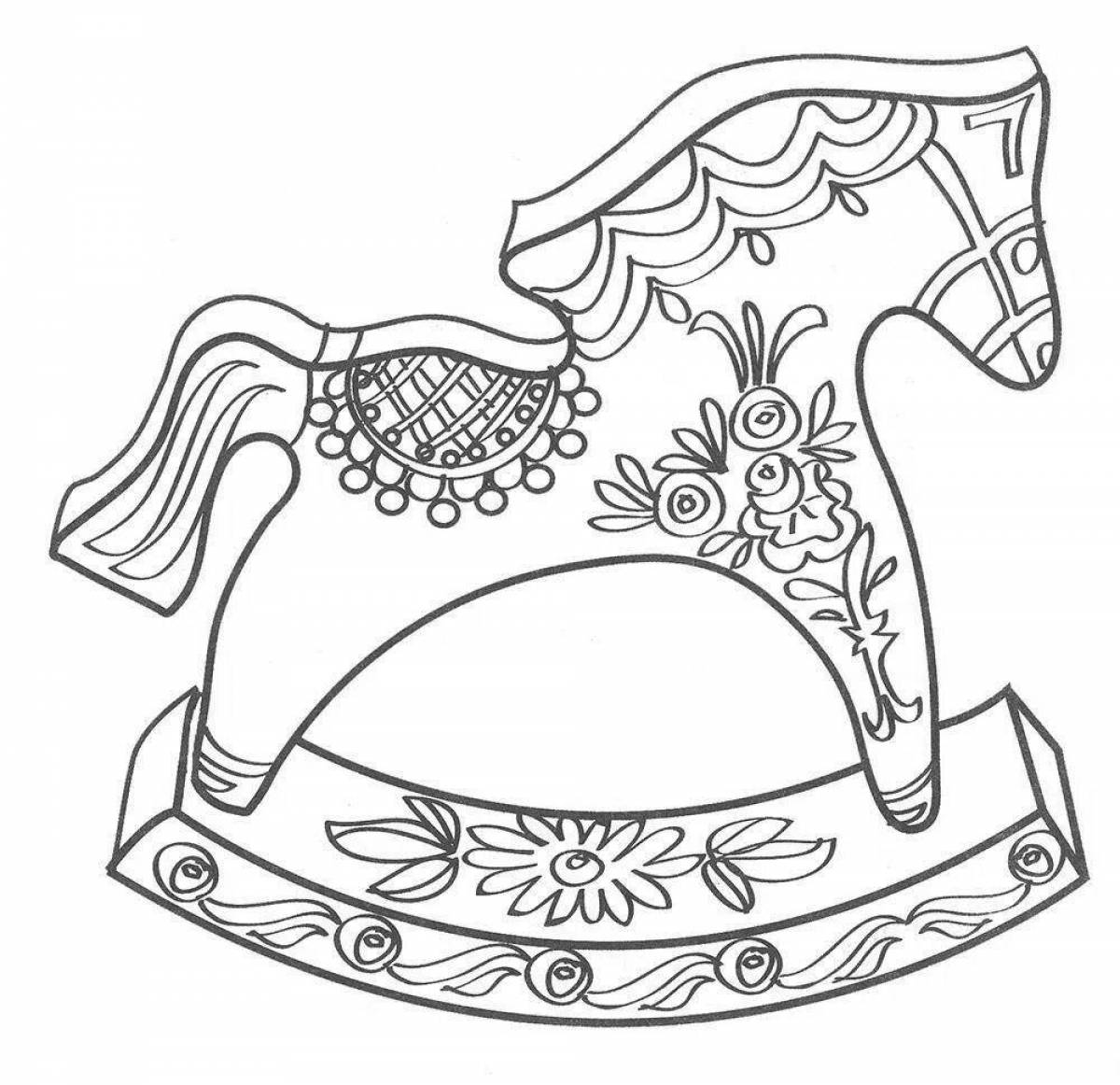Coloring page spectacular Gorodets horse