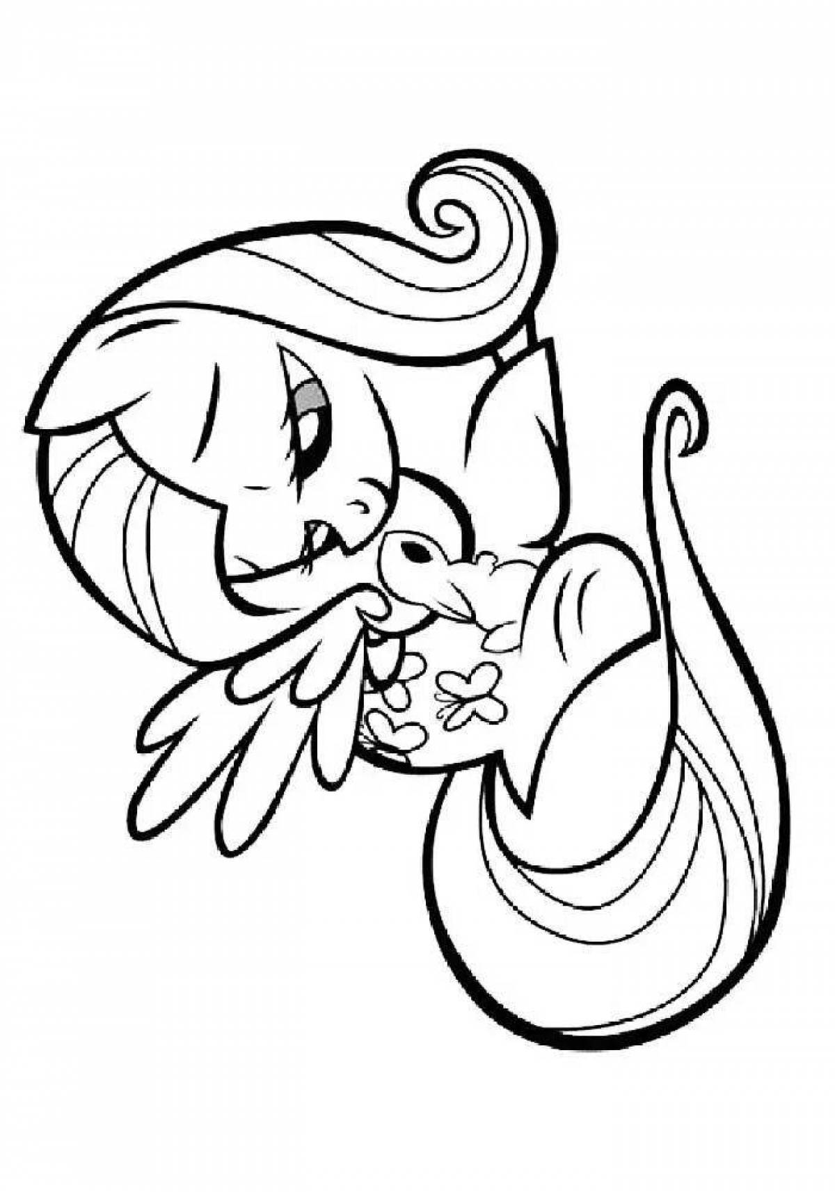 Sparkly Fluttershy pony my little coloring book