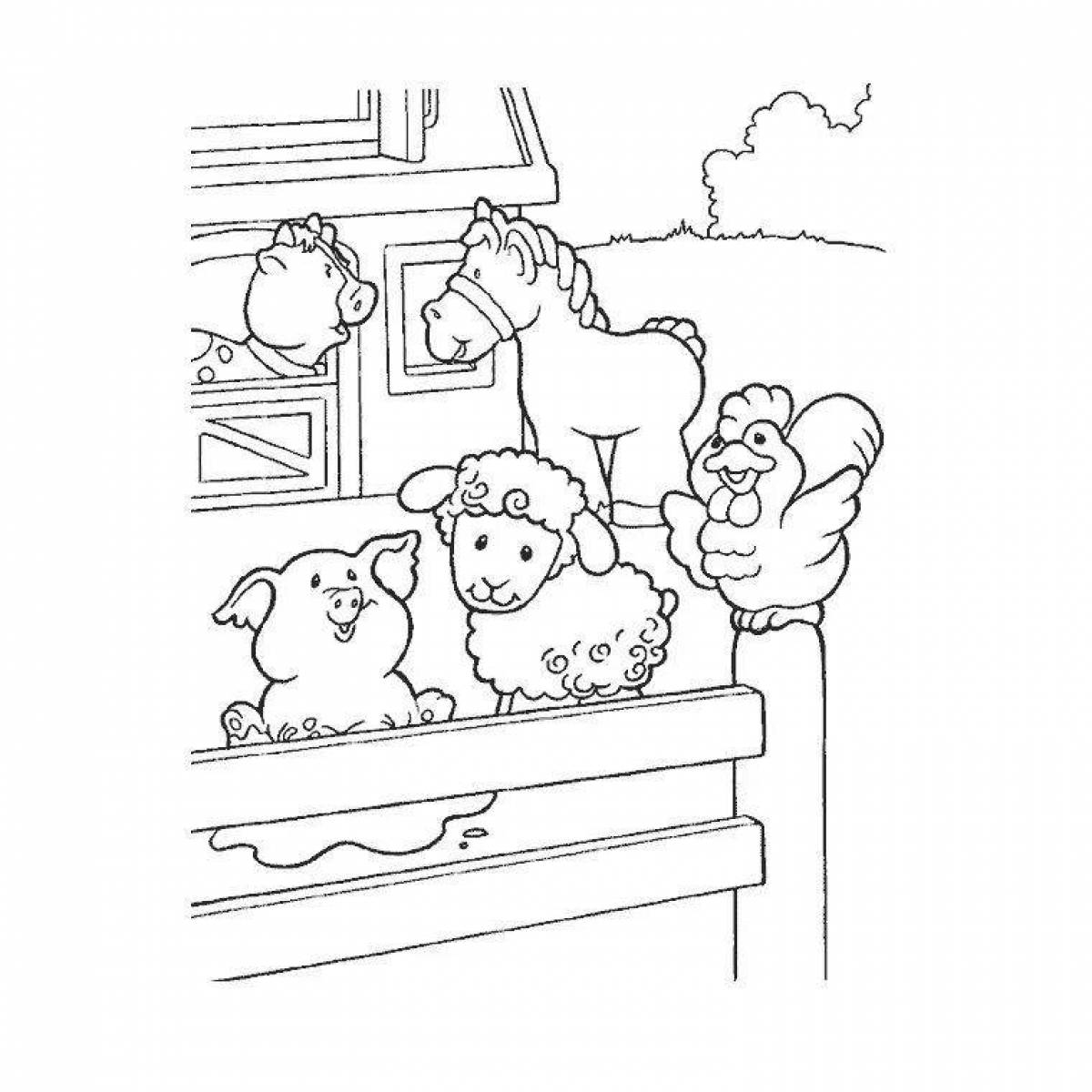 Coloring page gorgeous winter animal hut