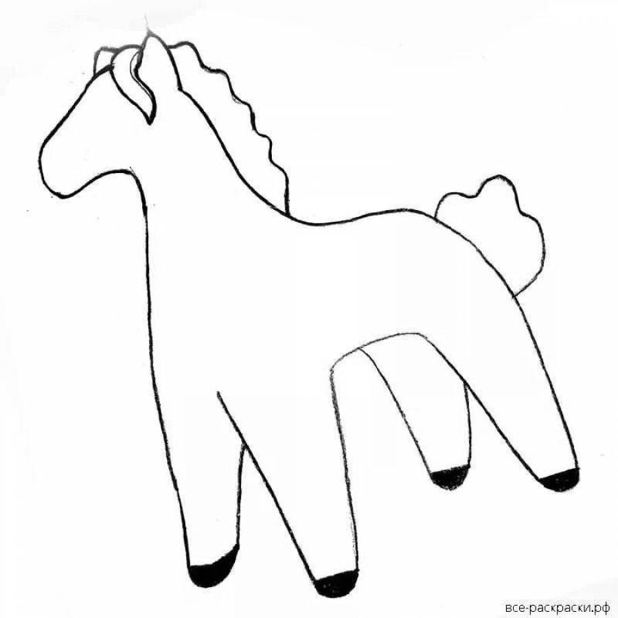 Дымковская игрушка рисунок лошадка раскраска