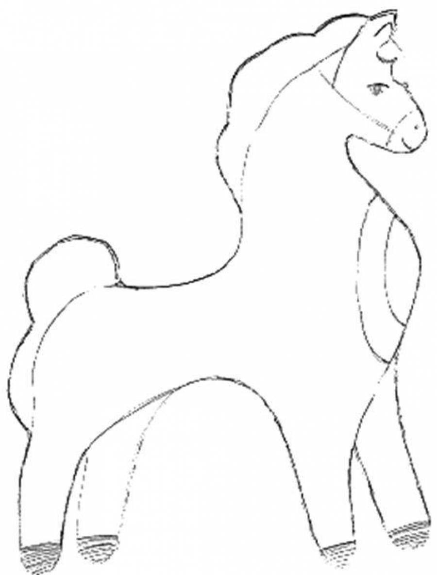 Дымковская игрушка конь раскраска