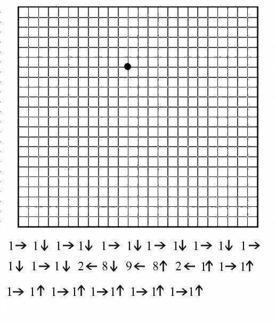 Рисовать по клеточкам в тетради с цифрами и стрелками
