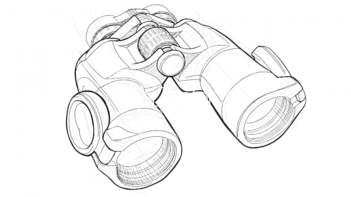 Раскраска Бинокль с регулировочным колесом и линзами