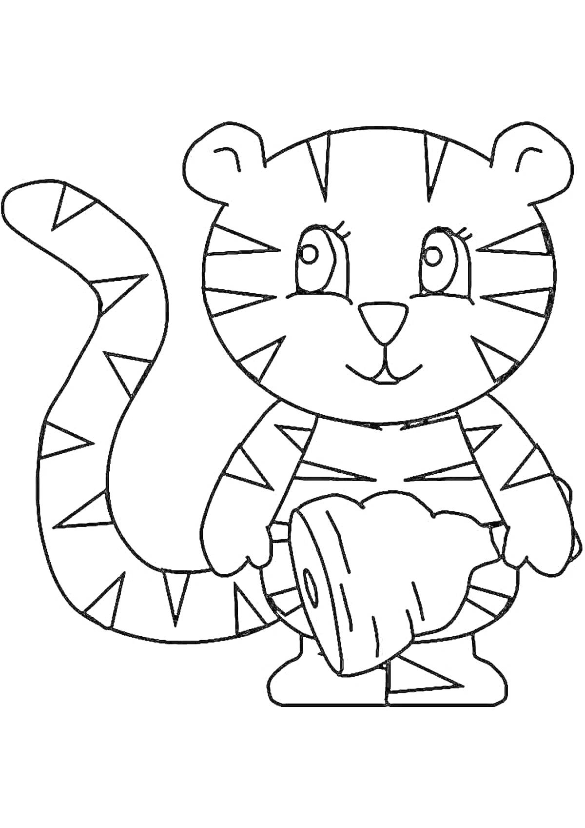 На раскраске изображено: Тигр, Животные, Мясо, Еда, Для детей, Малыш