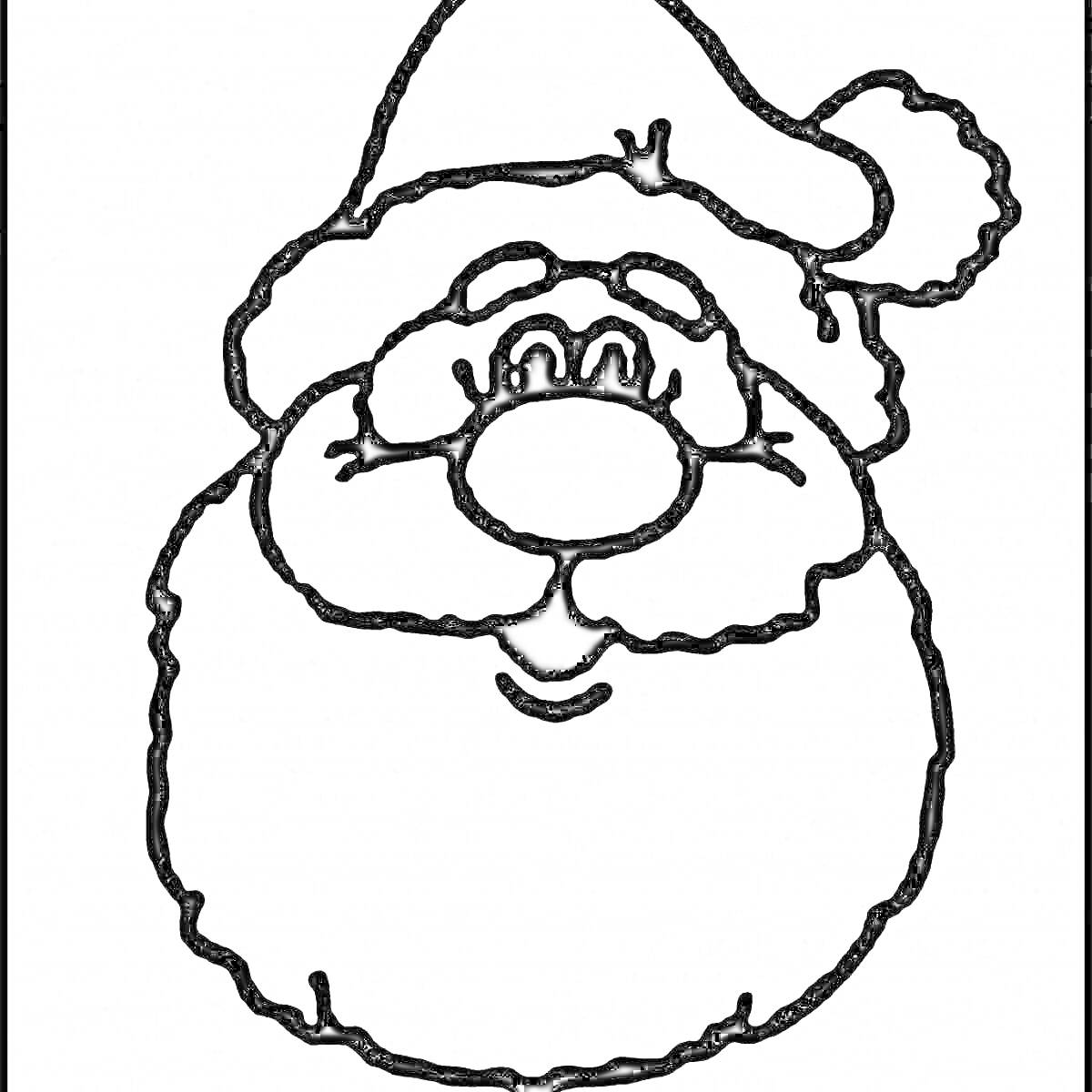 На раскраске изображено: Дед Мороз, Голова, Шапка, Борода, Усы, Новый год, Персонаж