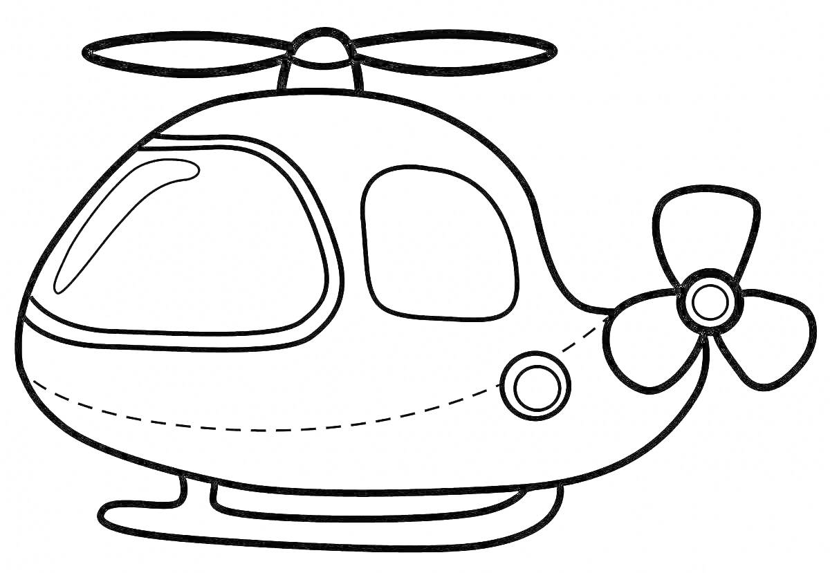 Раскраска Вертолет с пропеллером и кабиной