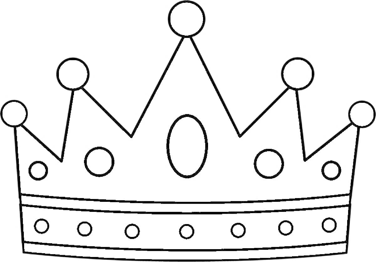 На раскраске изображено: Корона, Украшения, Круги, Овал, Диадема, Для детей, Контурные рисунки