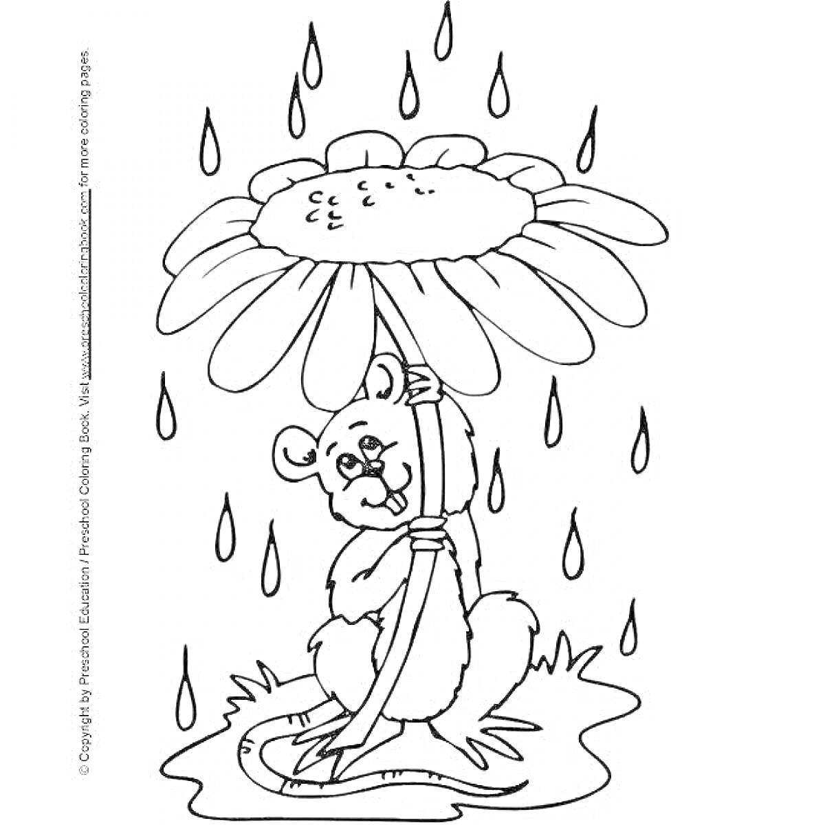 На раскраске изображено: Весна, Дождь, Природа