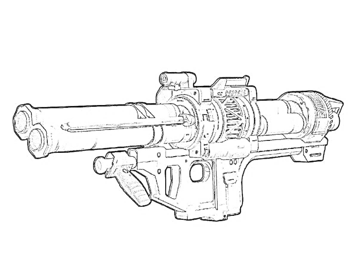На раскраске изображено: Оружие, Чикен ган, Для мальчиков, Ракетная установка, Игра, Контурные рисунки
