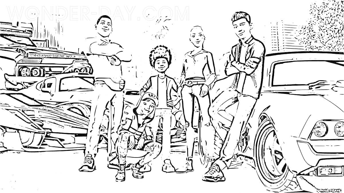 Раскраска Группа персонажей из фильма 