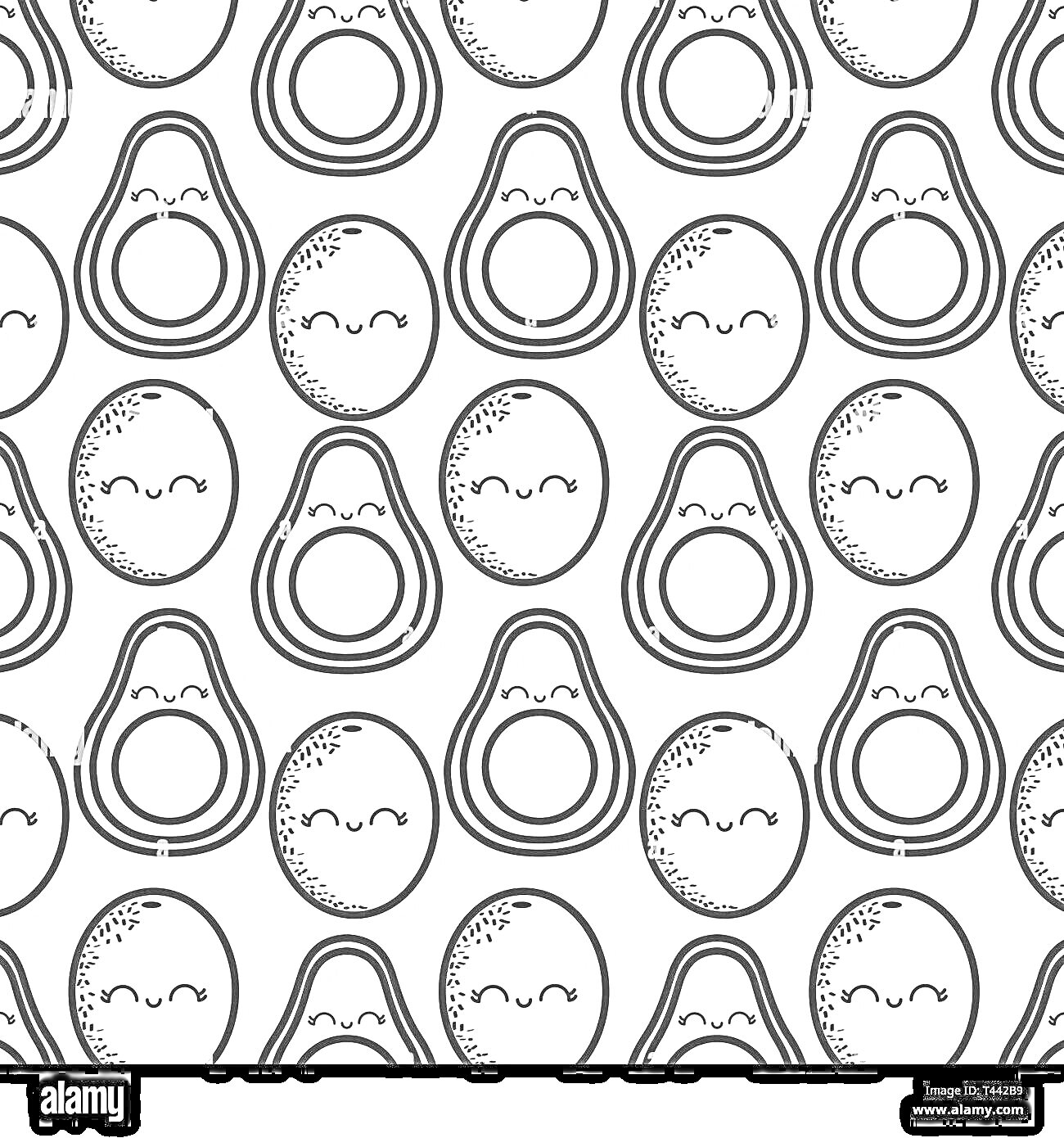 Раскраска Авокадо лица - половинки и целые с улыбающимися мордашками