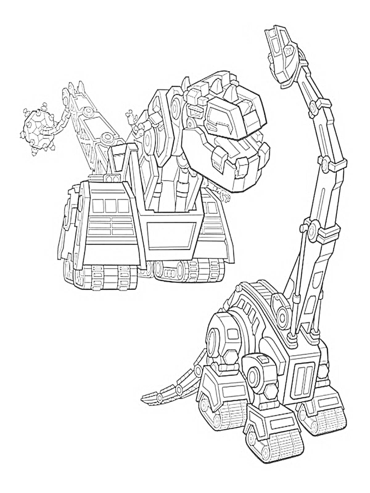 На раскраске изображено: Робот, Тобот, Трансформеры, Длинная шея, Детский персонаж