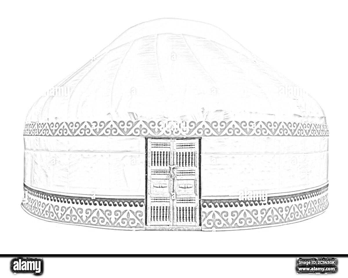 На раскраске изображено: Киіз үй, Узоры, Орнамент, Юрта, Дверь, Традиционный дом, Архитектура, Казахстан