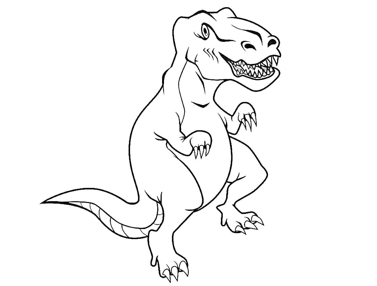 На раскраске изображено: Динозавр, Животные, Древний ящер, Контурное изображение, Тираннозавр Рекс