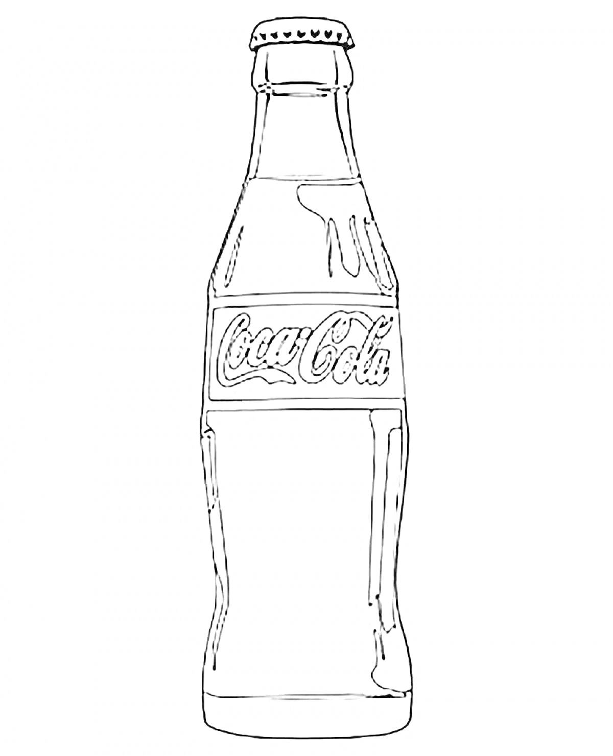 На раскраске изображено: Бутылка, Coca-Cola, Напиток, Стеклянная бутылка, Бренд
