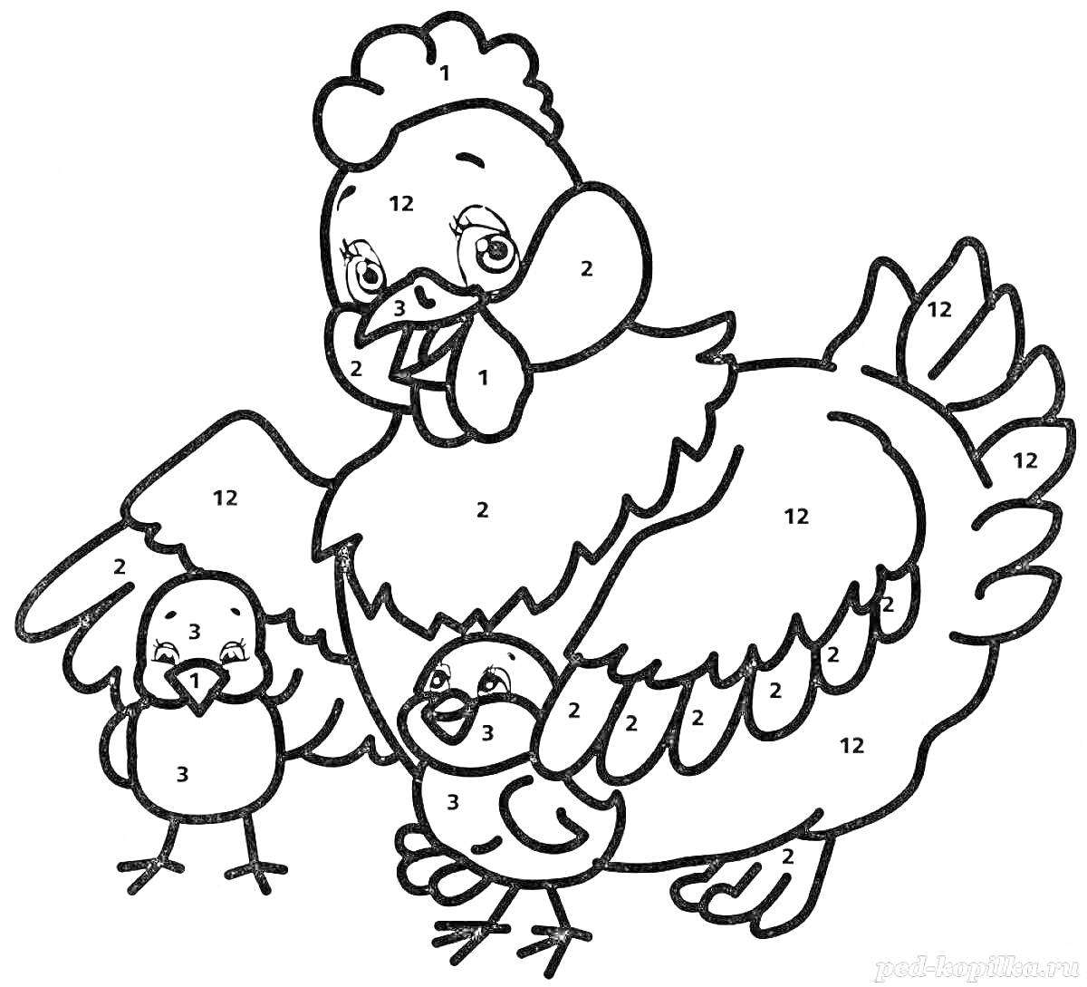 На раскраске изображено: Цыплята, Животные