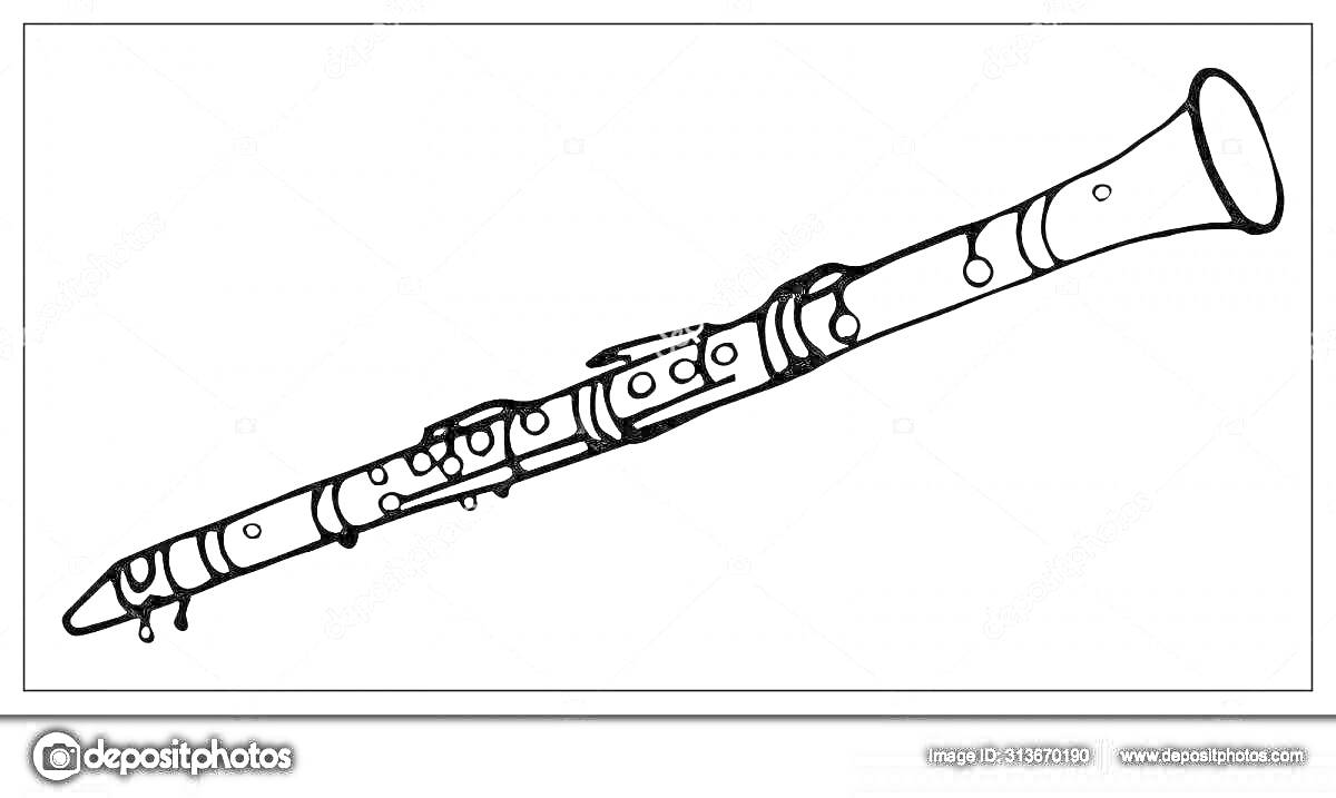 На раскраске изображено: Кларнет, Иллюстрация, Музыка, Творчество, Музыкальные инструменты