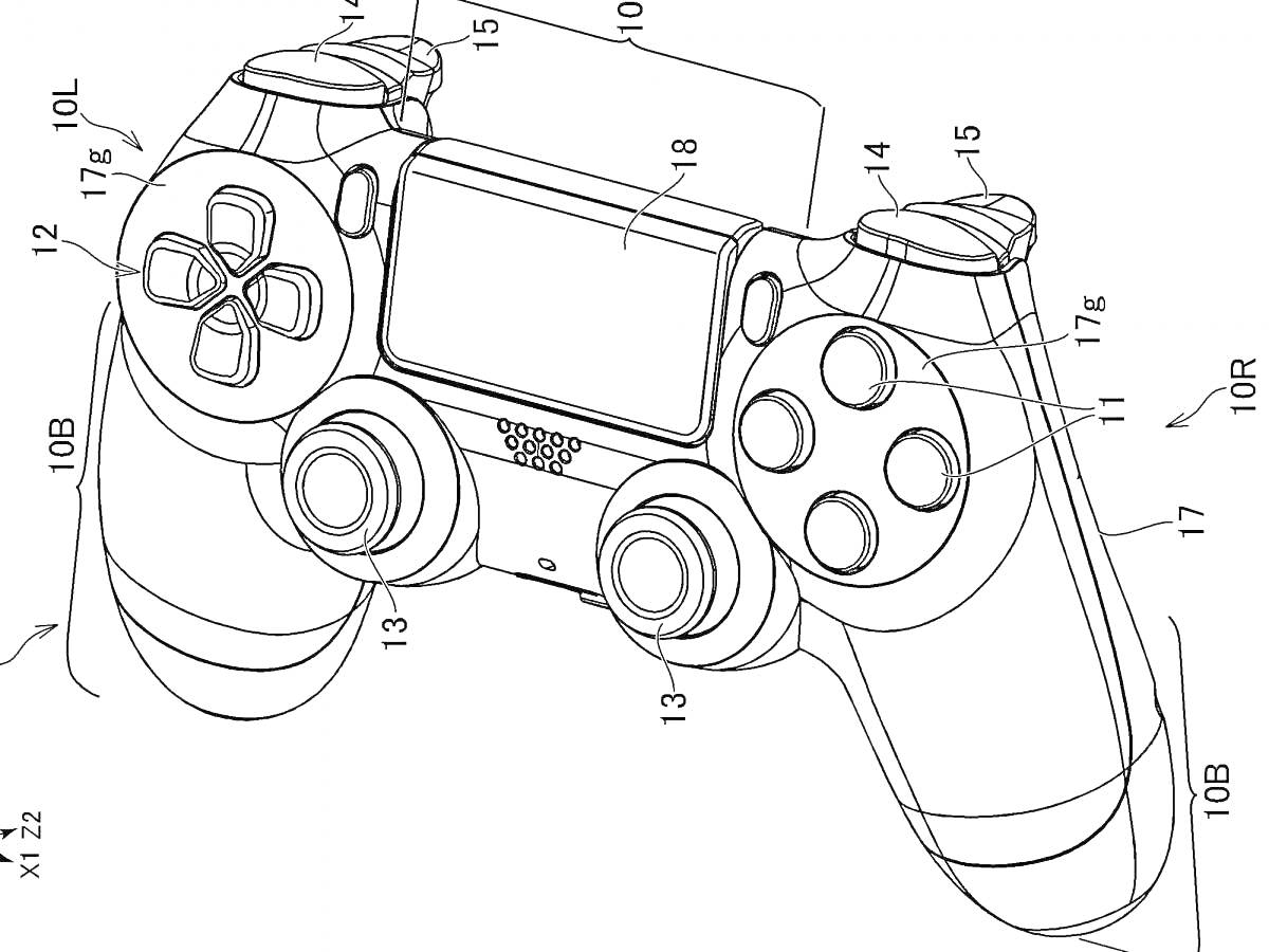 Контроллер PlayStation с кнопками, джойстиками и сенсорной панелью