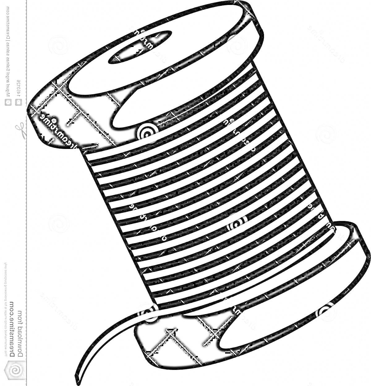 На раскраске изображено: Катушка, Нитки, Нить, Для детей, Рукоделие, Шитье, Катушка ниток