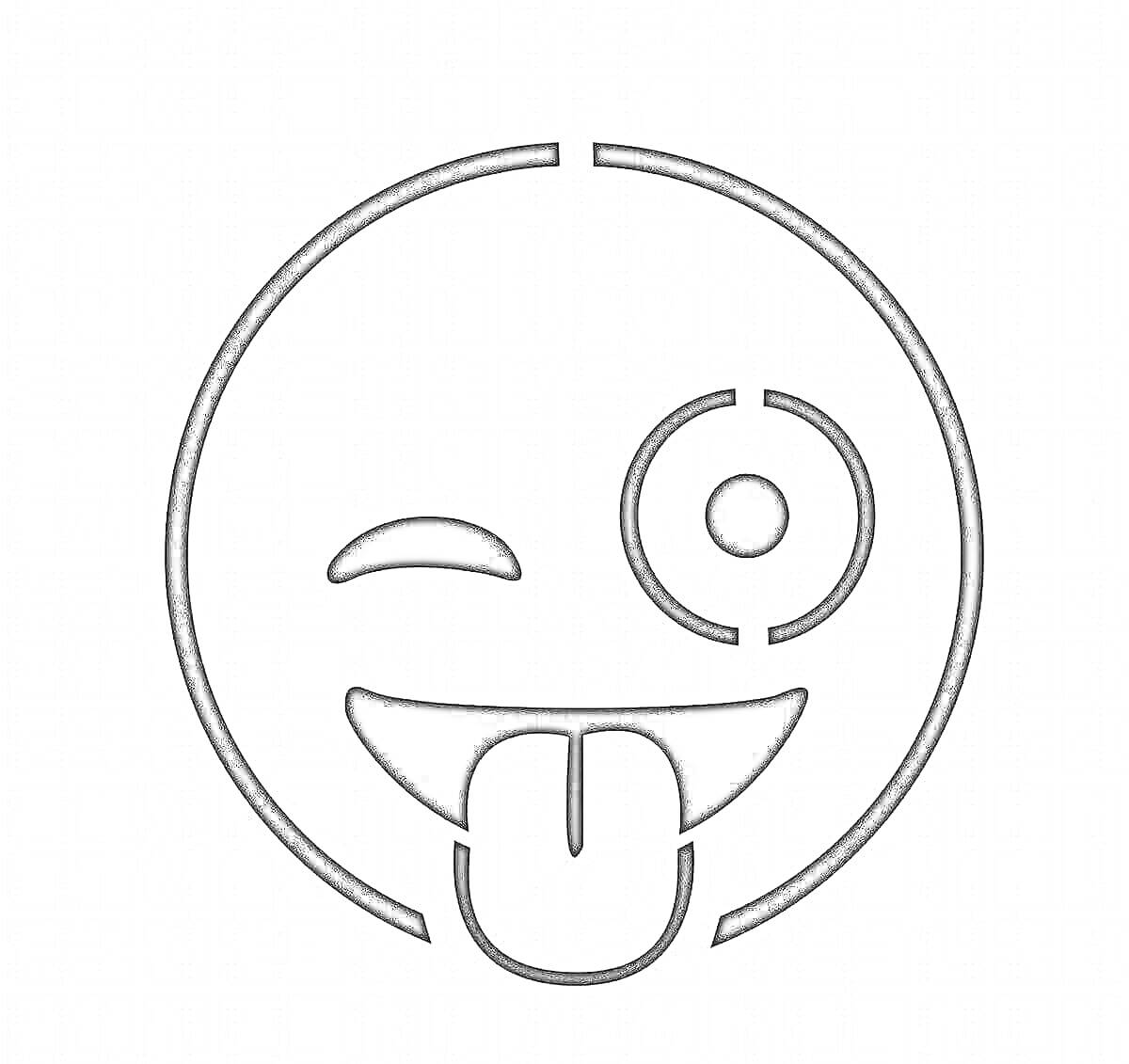 На раскраске изображено: Подмигивание, Язык, Веселье, Лицо, Улыбка