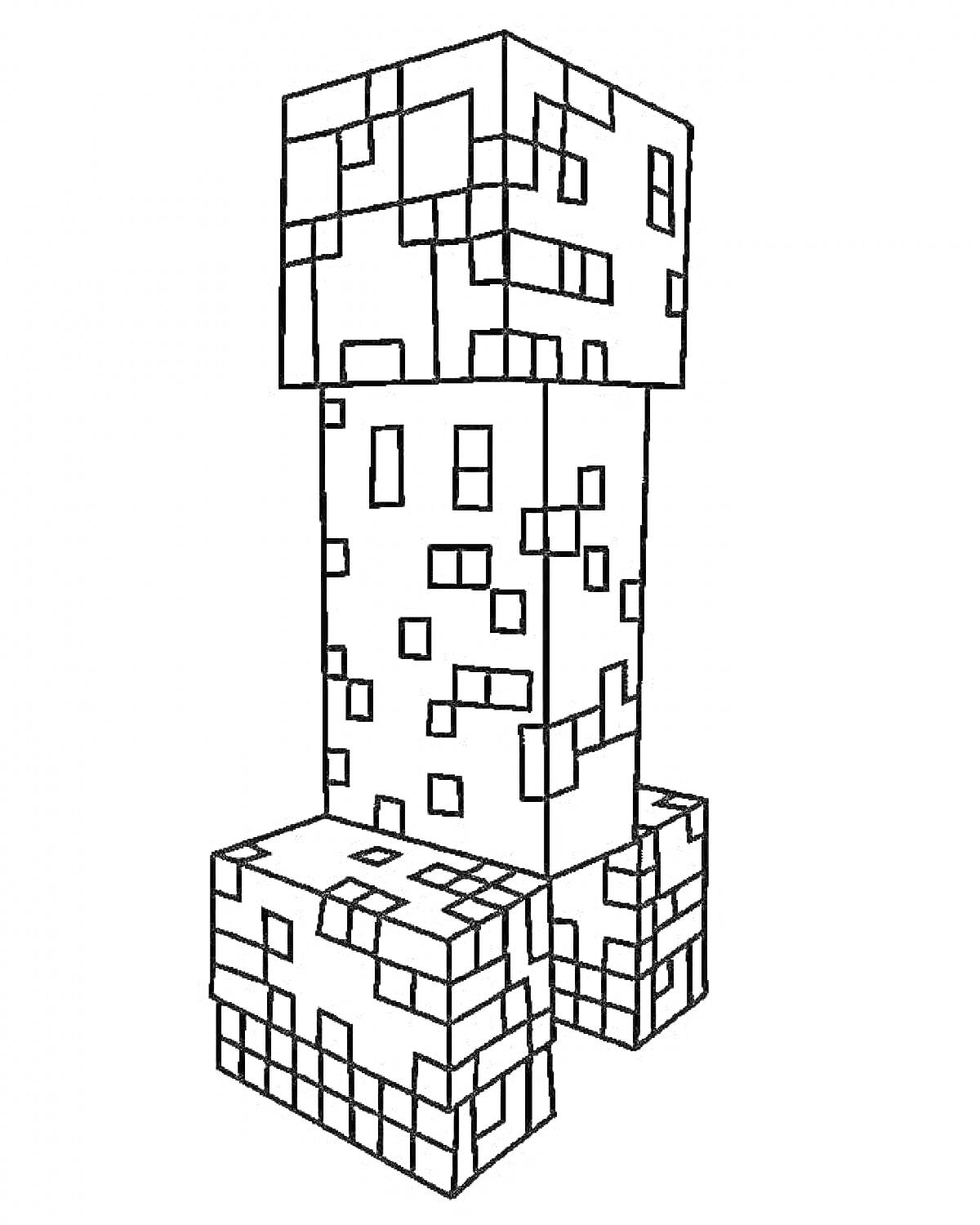 Раскраска Крипер из Майнкрафт с пиксельным узором