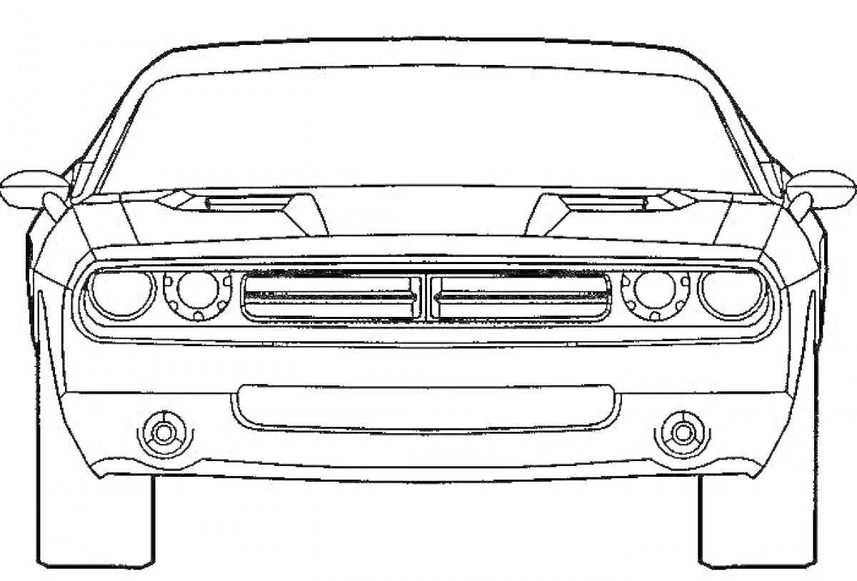 На раскраске изображено: Dodge Charger, Автотранспорт, Схема, Спорткар
