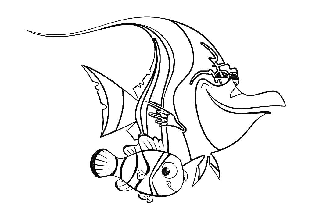 Раскраска Две рыбы - Нарисованные рыбы из мультфильма 