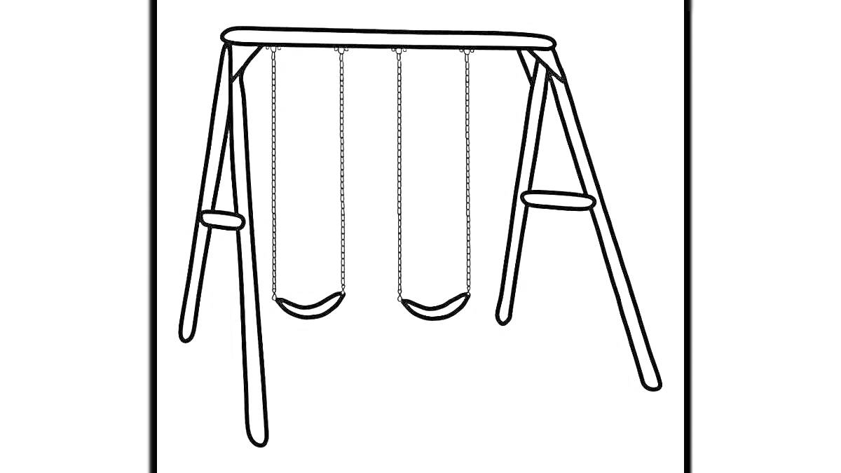 На раскраске изображено: Качели, Игра, Отдых, Развлечения, Детский досуг