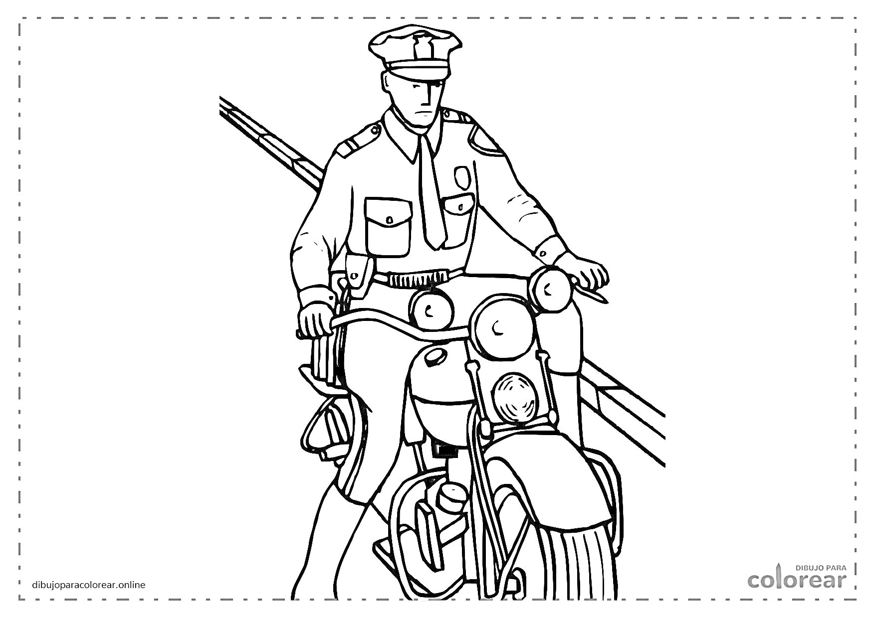 Раскраска Полицейский на мотоцикле