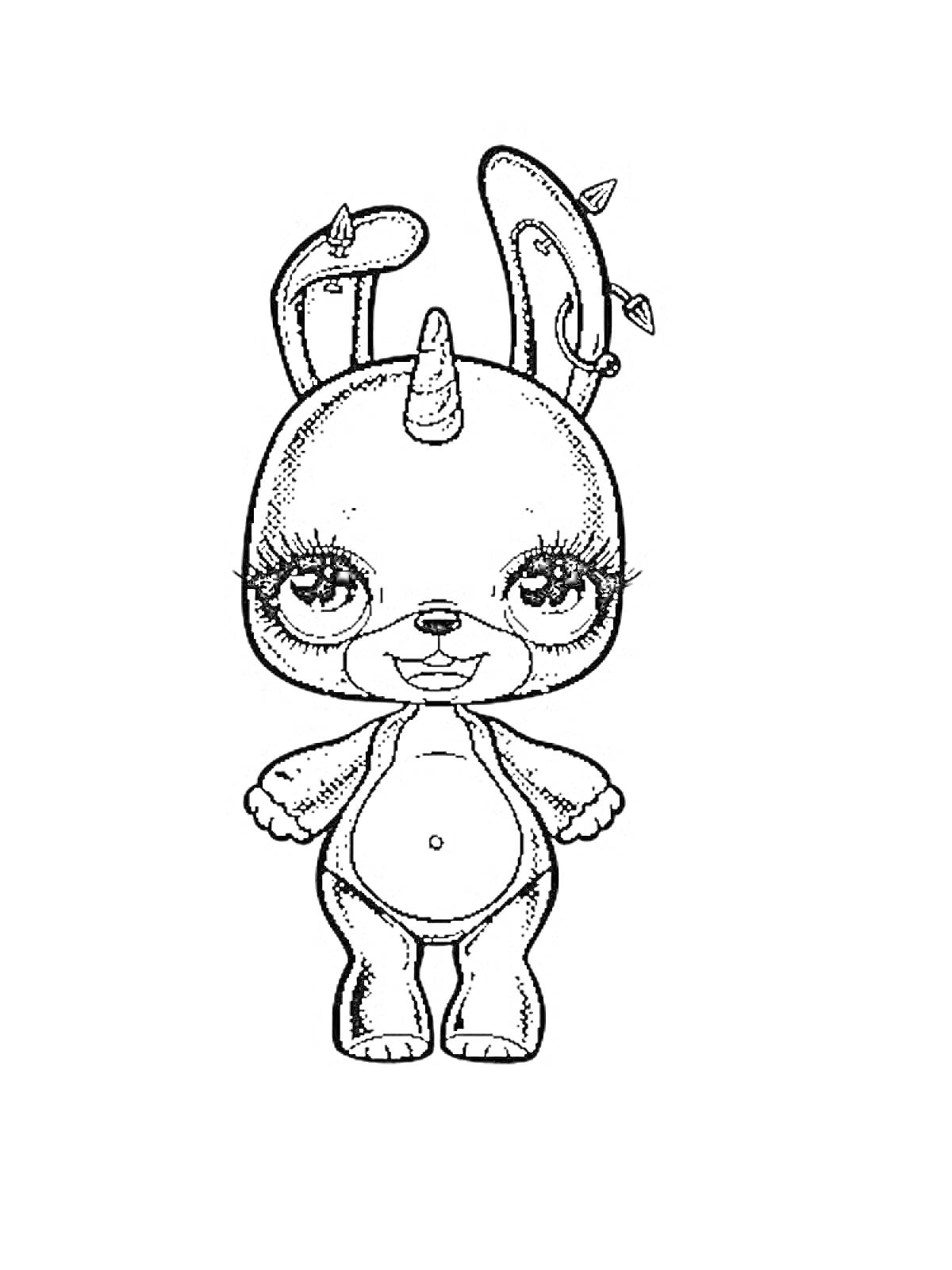 Раскраска Пупси Слайм с единороговым рогом и кроличьими ушами
