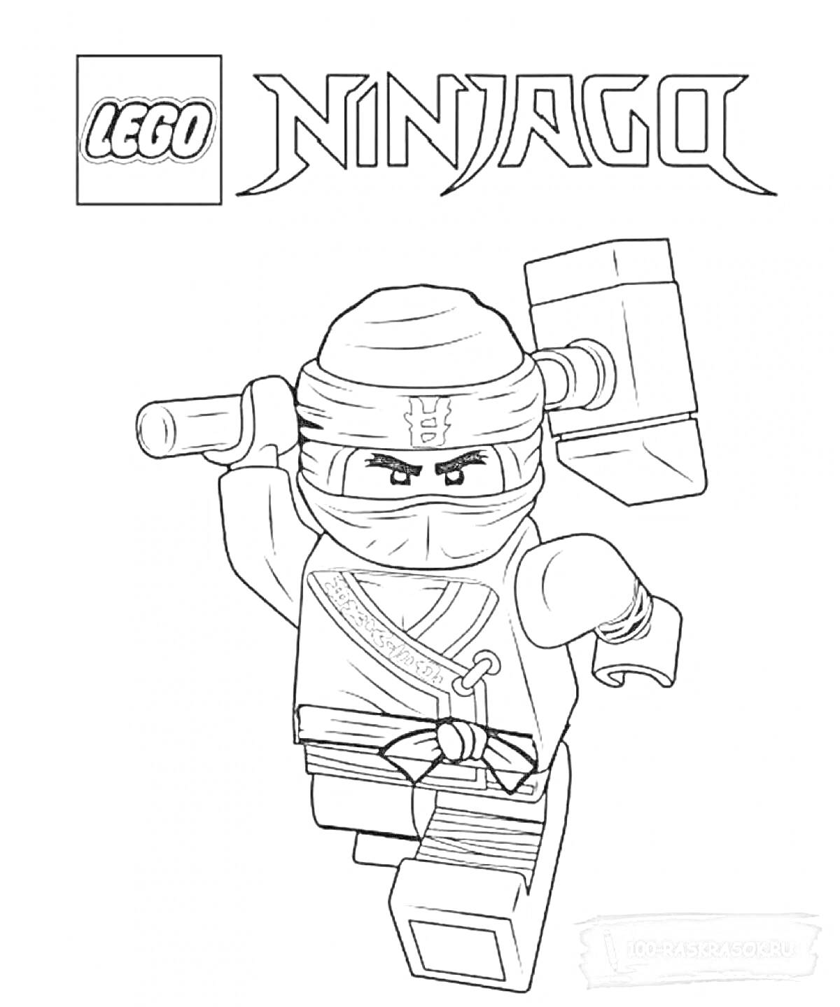 Раскраска Раскраска LEGO Ninjago Коул с оружием