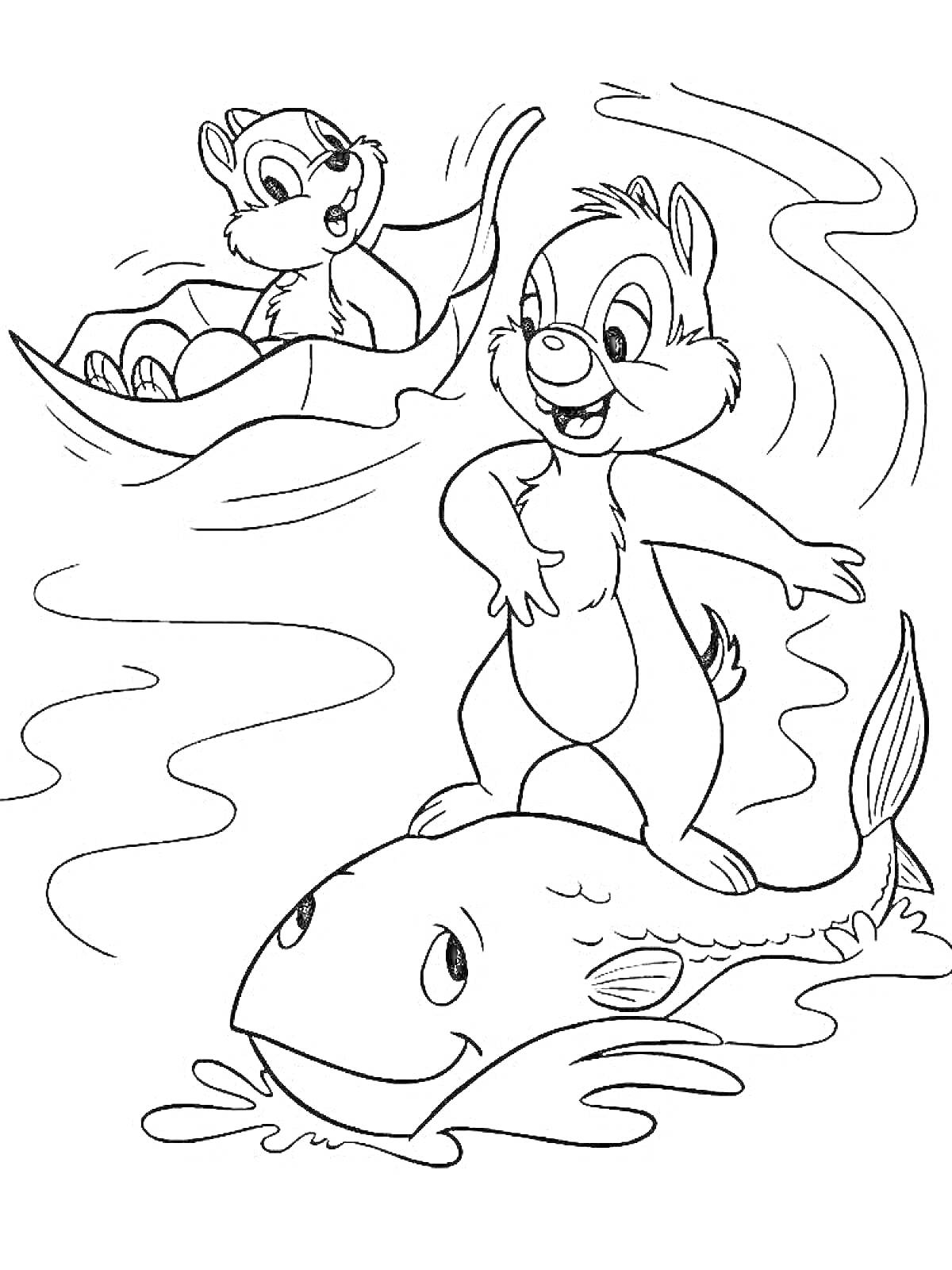 На раскраске изображено: Лодка, Рыба, Плавание