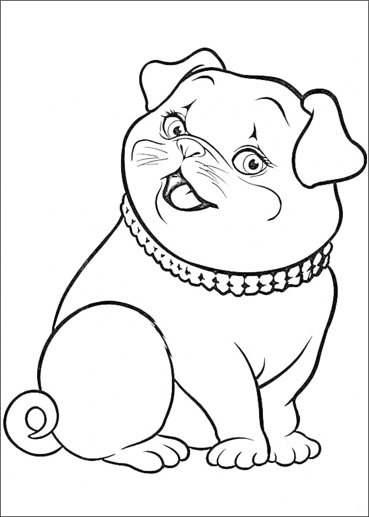 Раскраска Собака с воротником в стиле Барби Дюймовочка