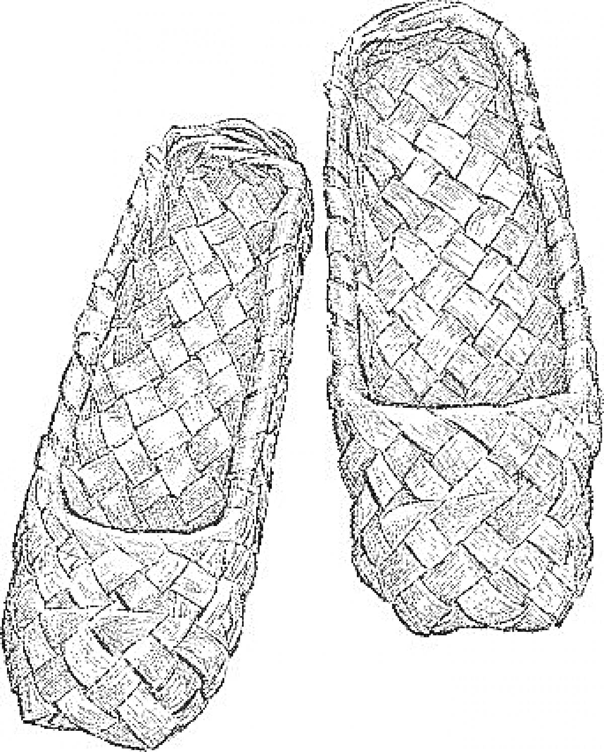 На раскраске изображено: Лапти, Обувь, Плетение, Лоза, Пара, Традиционная обувь