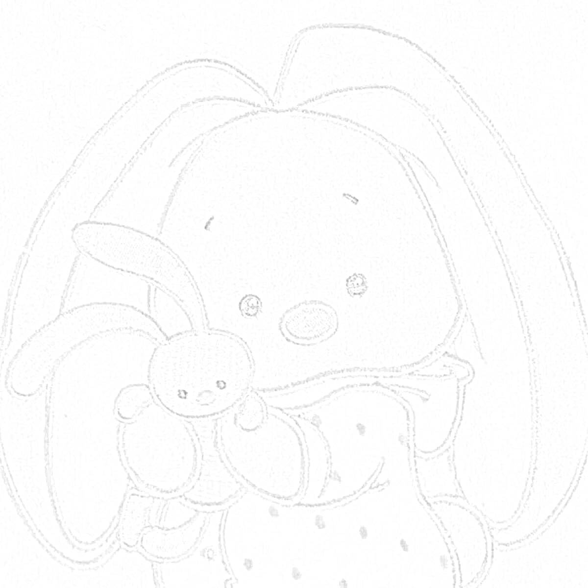 Раскраска Зайка Ми, держащий игрушечного зайца
