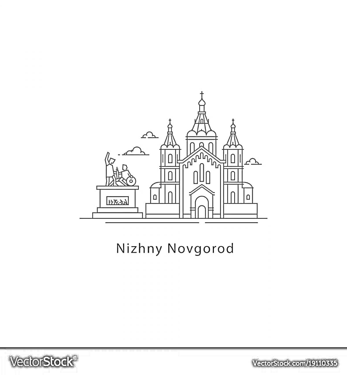 На раскраске изображено: Нижний Новгород, Собор, Архитектура