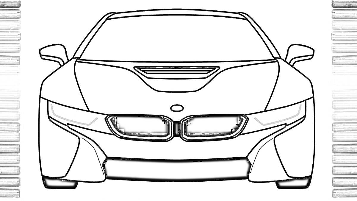 Раскраска Раскраска автомобиля BMW i8 с фломастерами по бокам
